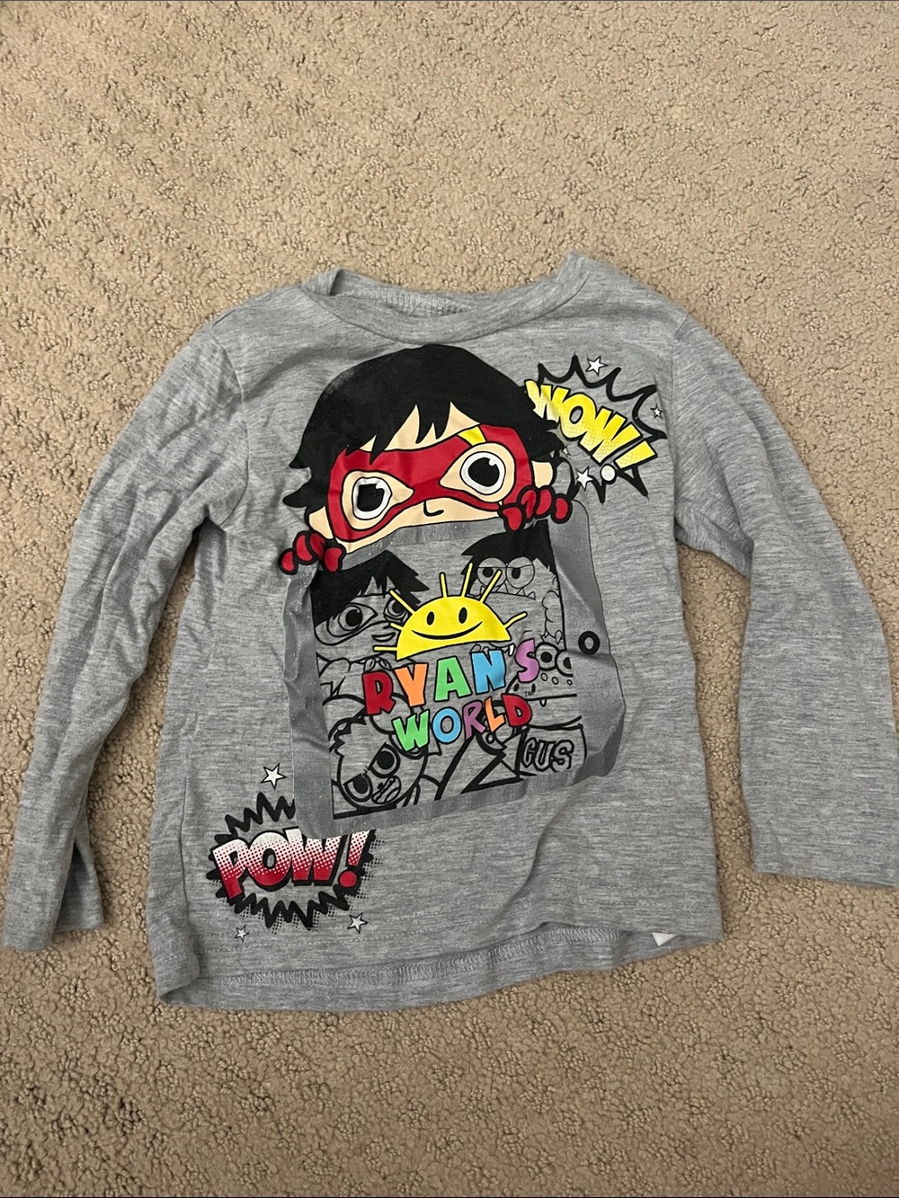 Ryan’s world Boys' Gray Graphic Long-Sleeve Shirt